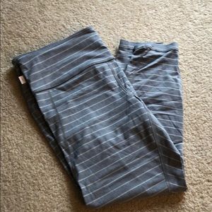 Athleta cropped stripped workout pants.